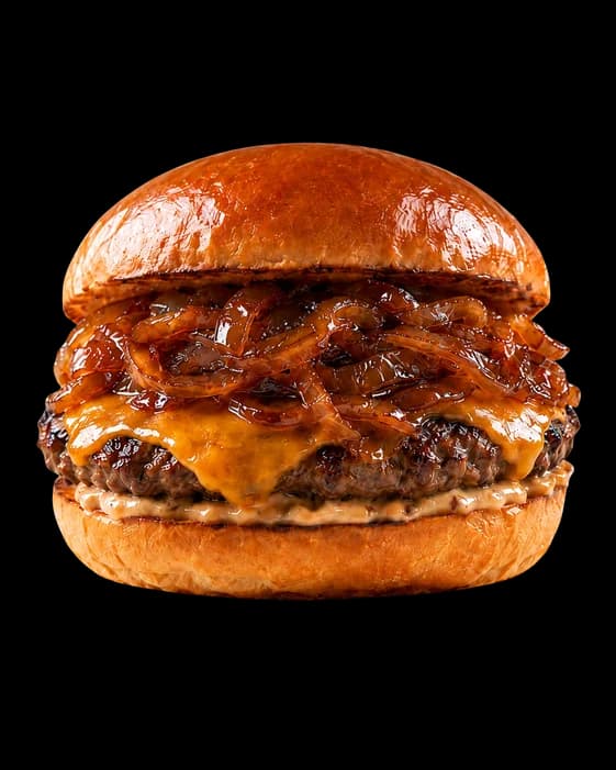 Burger mit karamellisierten Tropea-Zwiebeln